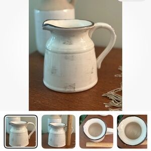 La Dolce Vita Home Essentials Ceramic Pitcher - White Rustic Farmhouse Jug